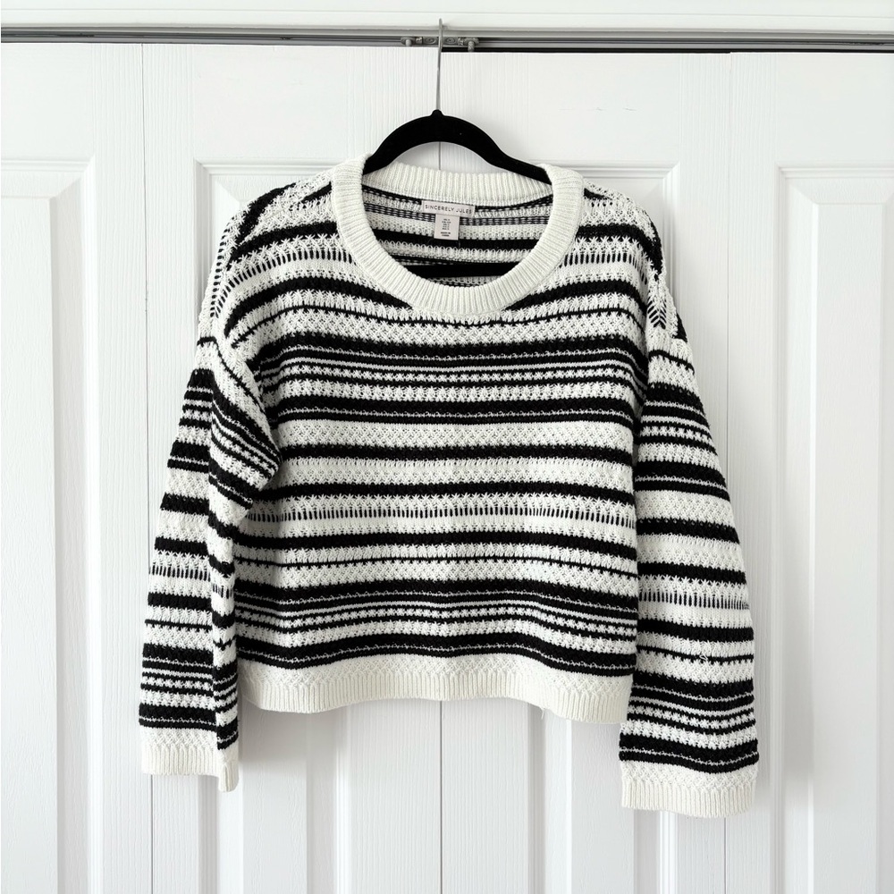 Sincerely Jules Black and White Striped Sweater
